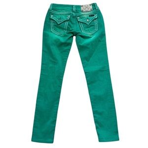 Miss Me Emerald Flap Pocket  Rhinestone Signature Skinny Jeans